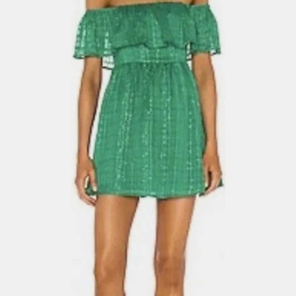 Lovers + Friends Green Off the Shoulder Mini Dress
